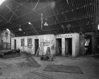 Newtongrange, Lady Victoria Colliery, Smithy
Smithy: interior view from north west, showing bothy/WC range