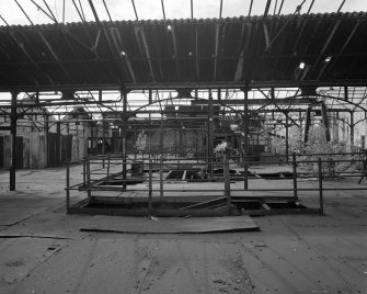 Newtongrange, Lady Victoria Colliery, Pithead Building (Tub Circuit, Tippler Section, Picking Tables)
Pithead area:  view from east across upper decking level.  This area contained ploughs and conveyors which transferred coal to the picking tables.