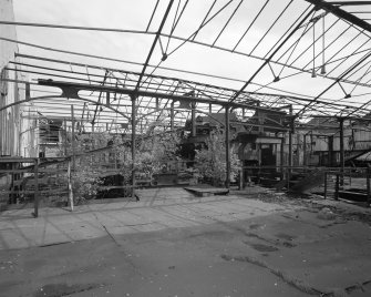 Newtongrange, Lady Victoria Colliery, Pithead Building (Tub Circuit, Tippler Section, Picking Tables)
Pithead area:  view from north west of central bays at upper decking level.  This area contained ploughs and conveyors which transferred coal to the picking tables.