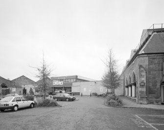 Perth, Leonard Street, General Station
View from north of main block (right) and east block (left) of station, with modern insertion (ticket office) in centre