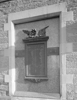 Perth, 1 Mill Street, Pullar's Dyeworks
Detail of war memorial plaque in Kinnoull Street facade of the works