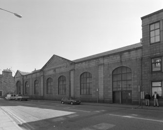 Aberdeen, Millburn Street, Crown Street, Corporation Electricity Works
Detailed view from south west of north end of west facade of works, fronting onto Crown Street