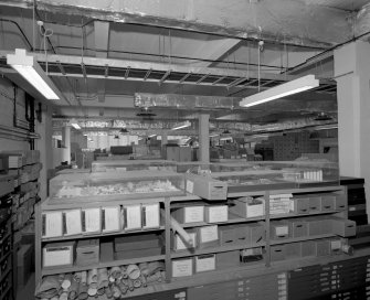 RCAHMS, John Sinclair House: main store prior to construction of shelving on top of plan chests.