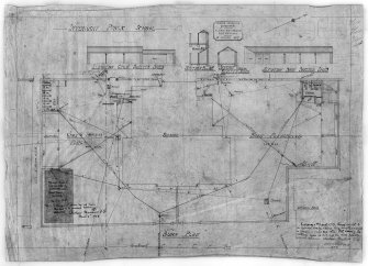 Inveraray, Public School.
Elevations and sections.
Titled: 'Elevation Girls Shelter Shed' 'Section Boys W.C' 'Section through shelter shed' 'Elevation Boys Shelter Shed' 'Block Plan'
Ink.