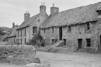 Fife, Falkland. View of cottages in Balmblae.