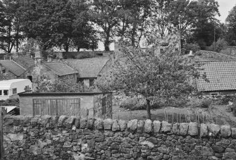 View of cottages and gardens in Balmblae, Falkland