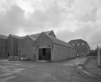 Selkirk, Dunsdale Haugh, Dunsdale Road, Riverside Mills
View from north of storage and inspection bays at the north end of Original Spinning Mill