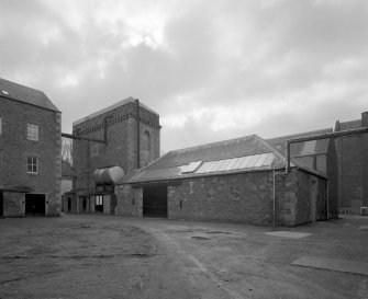 Selkirk, Dunsdale Haugh, Dunsdale Road, Riverside Mills
View from north of former engine house (originally housed a beam engine), with cast-iron water tank on roof, and Teasing Department (situated in lower building to right)