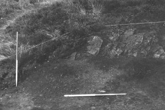 Excavation photograph : area II - f202 against 203, looking north-east.