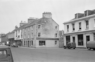 View of Colchester Square, Lochgilphead, from south west, showing part of the Post Office and the premises of Donald Crawford jeweller