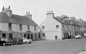 View of houses on west side of Colchester Square, Lochgilphead, from south east