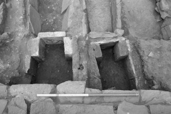 Jedburgh Abbey excavation archive
Frame 11: Area 1: Room 3: Graves 993 and 997 after removal of contents. From E.

