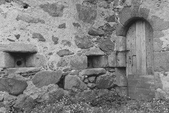 View of entrance doorway and loopholes, Balfluig Castle