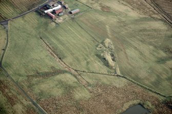 Mountcow, oblique aerial view, taken from the NW, showing Mountcow ironstone mine in ther centre of the photograph.