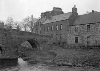 View of Old Bridge End, Jedburgh from west from west riverbank.