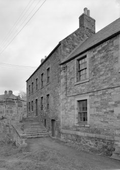 View of 1 Old Bridge End, Jedburgh, west elevation from south.