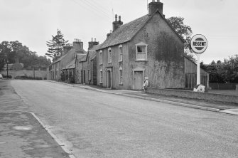 View of houses on north side of Willoughby Street, Muthill  including Viewfield and Regent filling station.