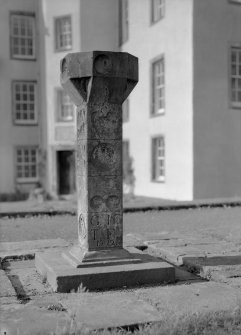 View of sundial in the garden of Auchenbowie House, with initials 'G M T F' and dated 1912.