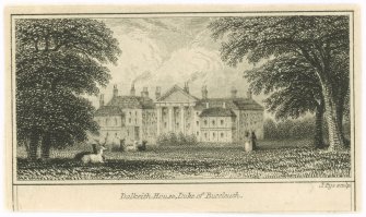 Engraving showing view of Dalkeith House