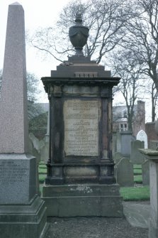 View of cast iron monument erected 1830 by Andrew Duncan, shipowner and merchant and his wife Margaret Rattray to their daughter Margaret, Arbroath Western Cemetery.
