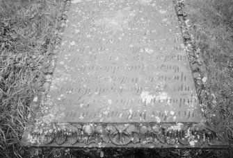 View of headstone to William Gun, 1753, Balmaclellan churchyard.