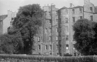 View of the rear facade of the south side of Buccleuch Place, Edinburgh, seen from the south east.