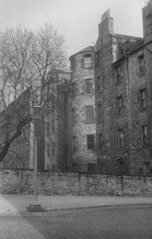 View of rear of the north side of Buccleuch Place, Edinburgh, seen from the west from the south east corner of George Square.