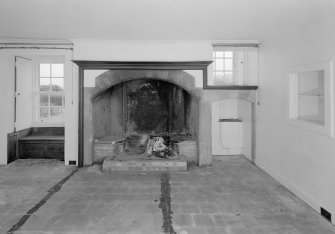 View of fireplace in original kitchen of 17th century house, Auchenbowie House.