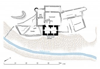 Balquhain Castle, general site plan of the tower-house and its surrounding buildings. EPS file.