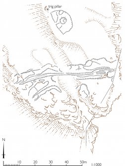 Plan of earthworks on the summit of Beinn Airein. HES publication illustration.