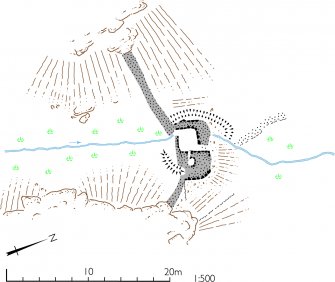 Plan of kiln barn at Achadh na Creige. HES publication illustration,.