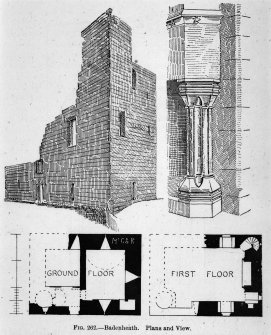 Badenheath Tower, plans, view and detail.