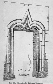 Badenheath tower, drawing showing doorway.