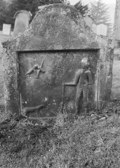 Detail of headstone dated 1795 in the churchyard of Old Fintry Parish Church