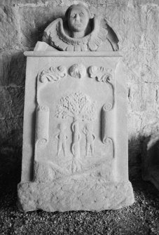 View of gravestone for William Pringle 1745 in the churchyard of Dryburgh Abbey.