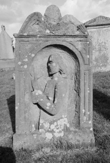 View of gravestone for Andrew Pringle 1780 in the churchyard of Melrose Abbey.