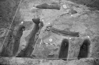 Newhall Point excavation archive
Frame 19: Area C from above: SE corner. Excavated grave cuts G11, G22, G23, G24 and G38.
