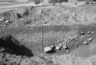 Castle of Wardhouse excavation archive
Area 3: Final shot of excavated inner ditch, with lowest silting layers 350 and 370. Various views. Frames 15-16 show sample tins in position.