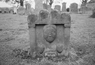 View of gravestone in the churchyard of Preston Old Parish Church.