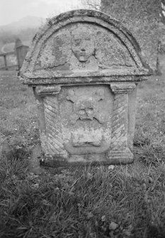 View of gravestone dated 1711 in the churchyard of Bedrule Church.