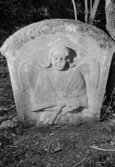 View of gravestone to George Hobson 1749 in Cavers Old Churchyard.