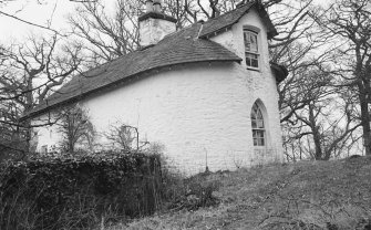 View of cottage by walled garden, Parton House, from SW.