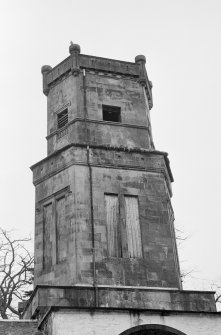 Detail of entrance tower, Gelston Castle stables.