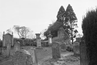 General view of Lennel Old Parish Church and graveyard.