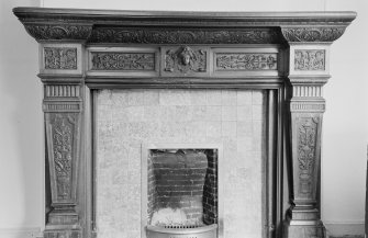 Interior view of Woodhouselee showing detail of chimneypiece.