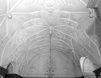 Interior view of of Udny Castle showing hall ceiling (now dining room).