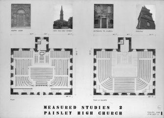 Photographic copy of drawing showing ground floor plan and gallery plan.