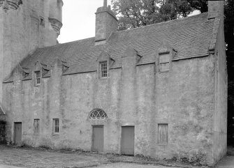 View of kitchen wing, Midmar Castle, from north east.