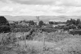 Distant view of New Parish Church, Muthill, from south.