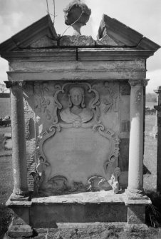 View of gravestone to David McDougall 1832 in the churchyard of Eckford Parish Church.